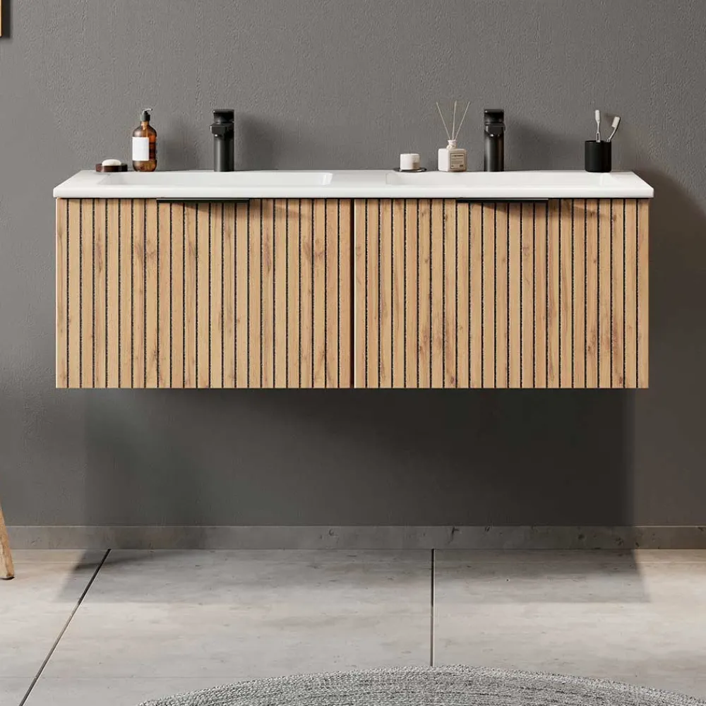 Wohnen Waschtischschrank mit Doppel-Einlassbecken - Crystoga