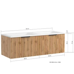 Wohnen Waschtischschrank mit Doppel-Einlassbecken - Crystoga