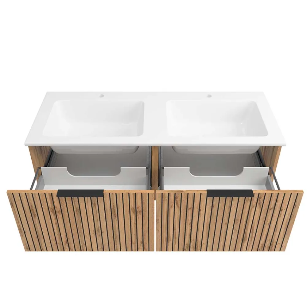 Wohnen Waschtischschrank mit Doppel-Einlassbecken - Crystoga