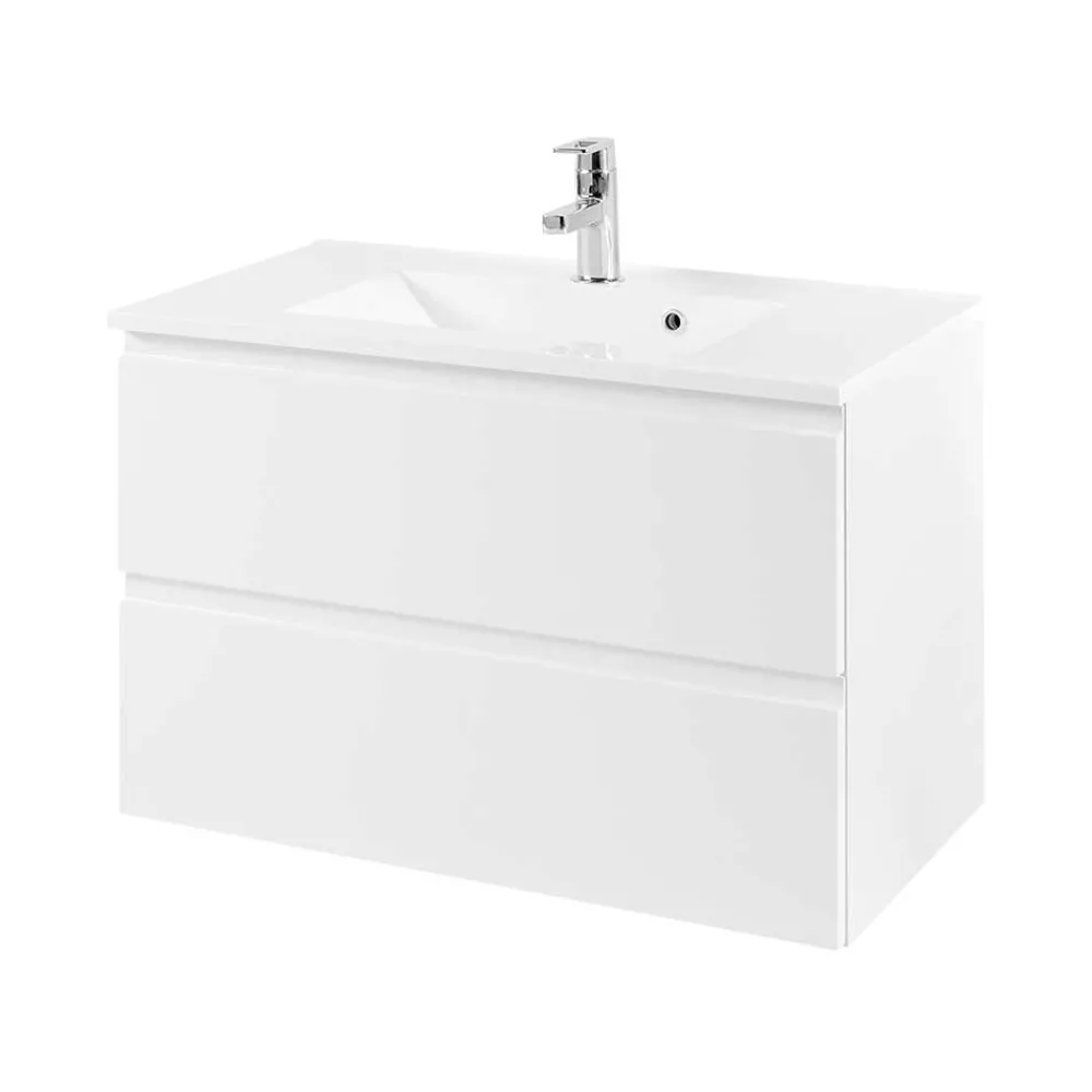 Wohnen Waschtisch|Waschbeckenunterschränke*Waschtischunterschrank Concetada in Hochglanz Weiß