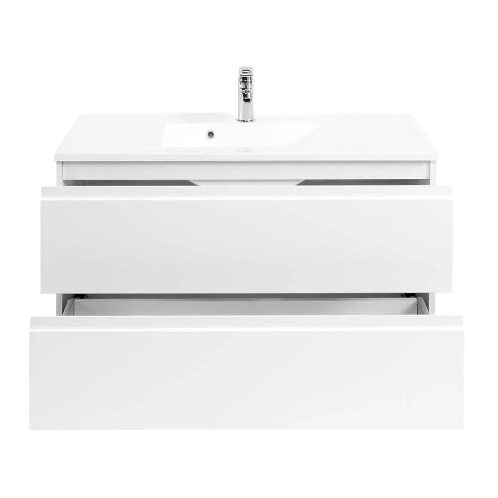 Wohnen Waschtisch|Waschbeckenunterschränke*Waschtischunterschrank Concetada in Hochglanz Weiß