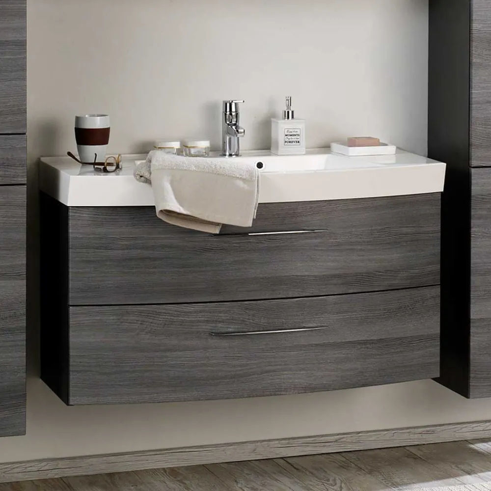 Wohnen Waschtisch|Waschbeckenunterschränke*Waschtischunterschrank Darina in Grau Holzdekor