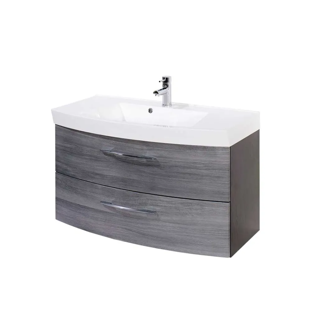 Wohnen Waschtisch|Waschbeckenunterschränke*Waschtischunterschrank Darina in Grau Holzdekor