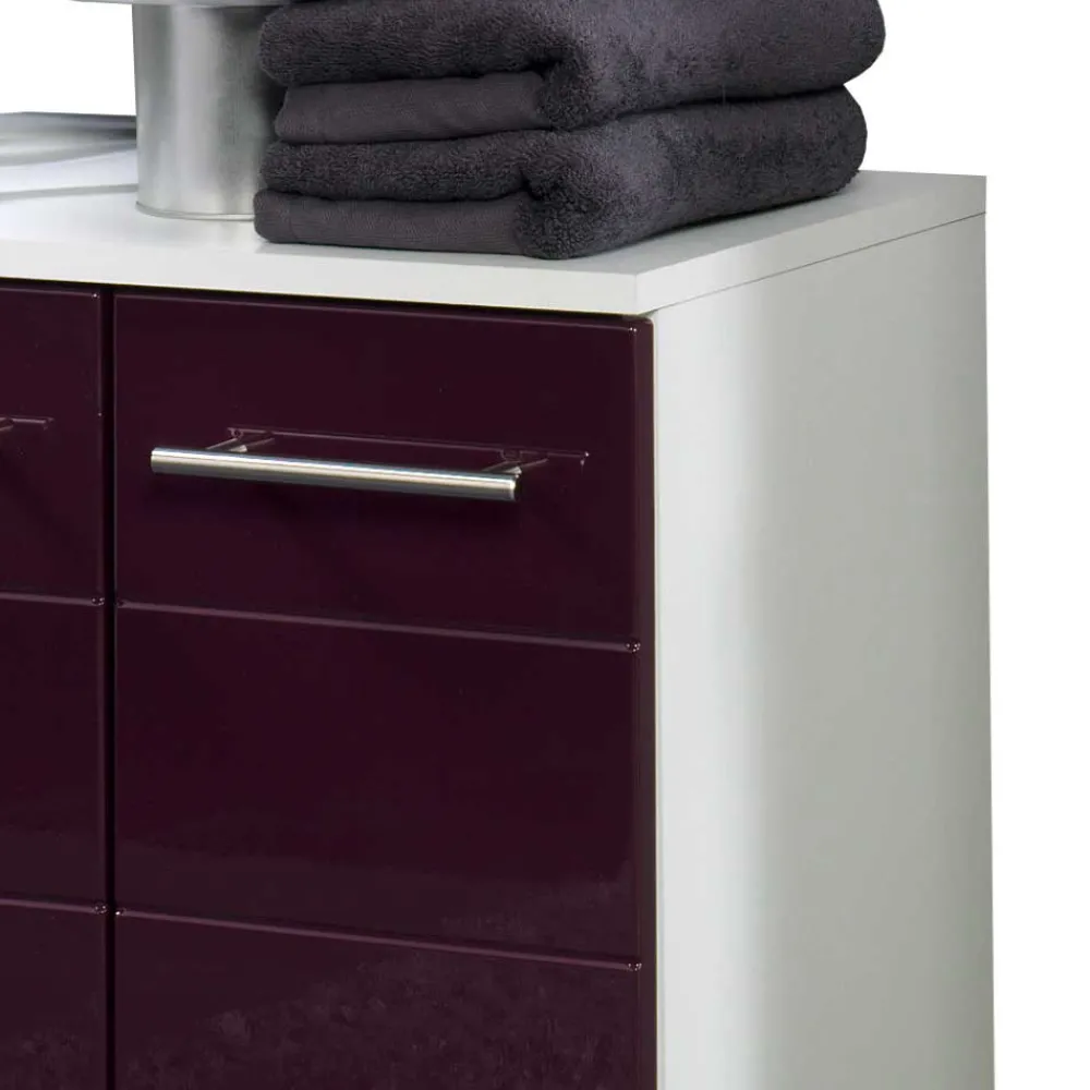 Wohnen Waschtischunterschrank Laydia in Aubergine Hochglanz