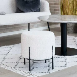 Wohnen Hocker*Webplüsch Hocker in Weiß - Janluca