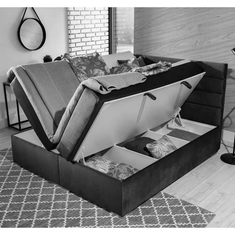 Wohnen Betten|Betten*Webstoff Boxbett in Magenta - Kitchin