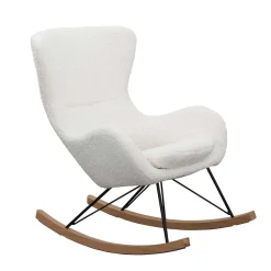 Wohnen Skandinavische Möbel|Stühle*Webstoff Schaukelstuhl in Weiß - Dario