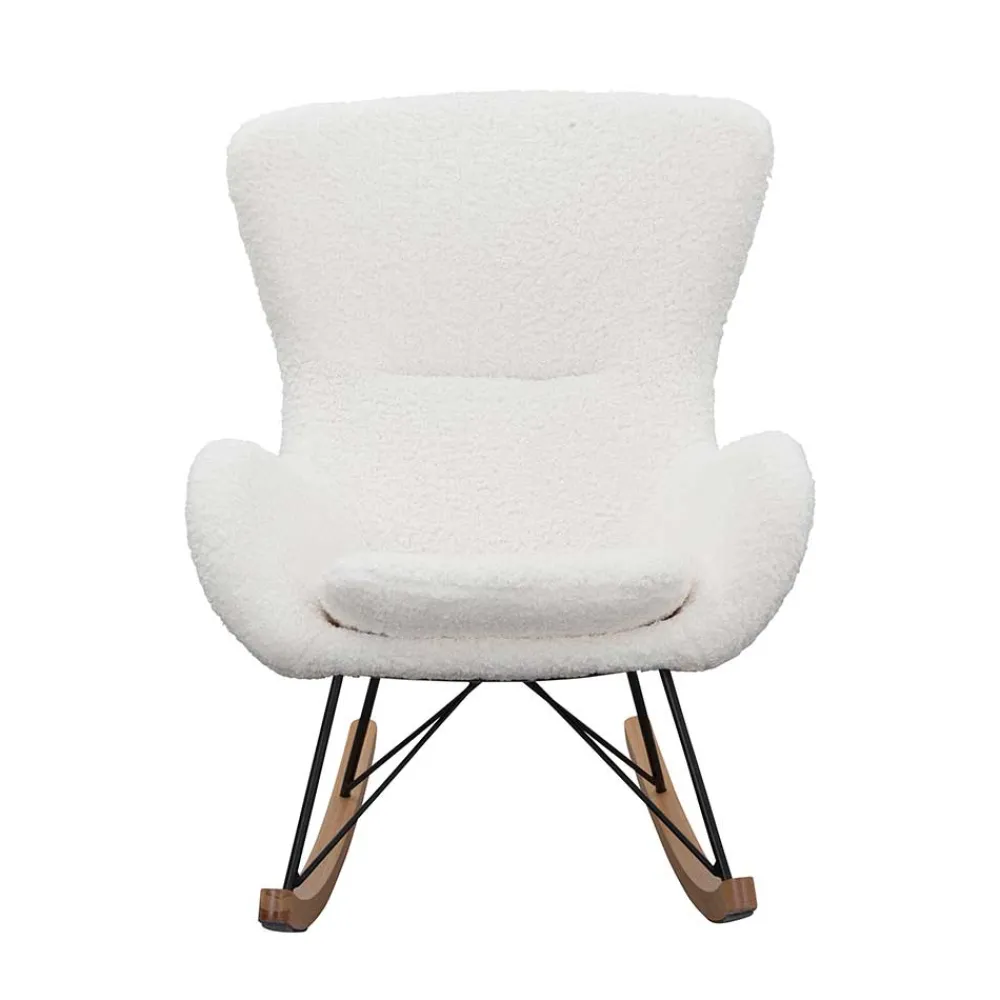 Wohnen Skandinavische Möbel|Stühle*Webstoff Schaukelstuhl in Weiß - Dario