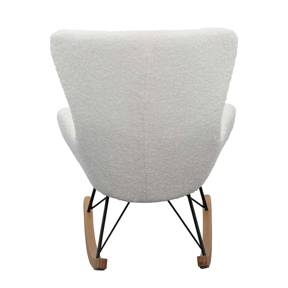 Wohnen Skandinavische Möbel|Stühle*Webstoff Schaukelstuhl in Weiß - Dario