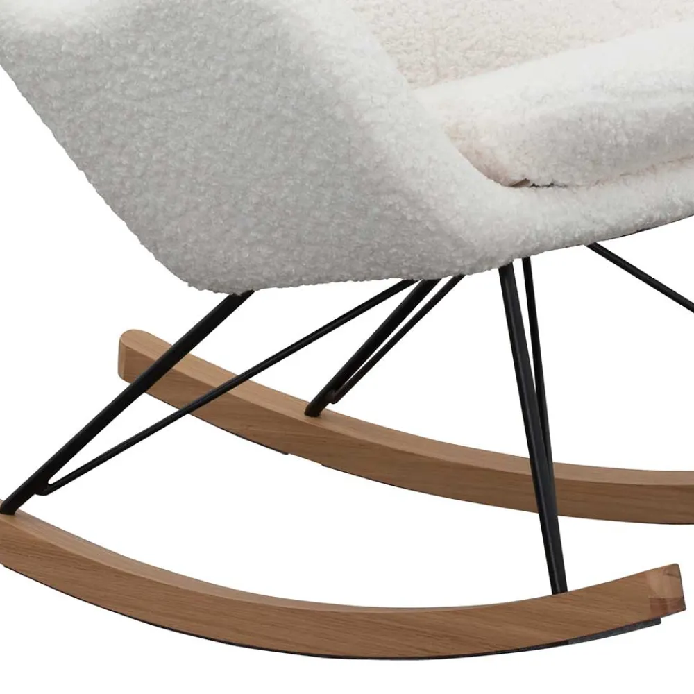 Wohnen Skandinavische Möbel|Stühle*Webstoff Schaukelstuhl in Weiß - Dario