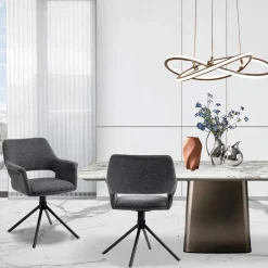 Wohnen Webstoff Tischsessel drehbar - Lameiro (2er Set)