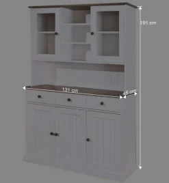 Wohnen Küchenschränke|Esszimmer-Vitrinen*Weiß Brauner Buffetschrank aus Kiefernholz - Vatina