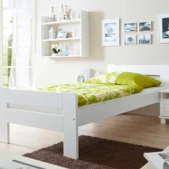 Wohnen Weiß lackiertes Holzbett günstig - Jean