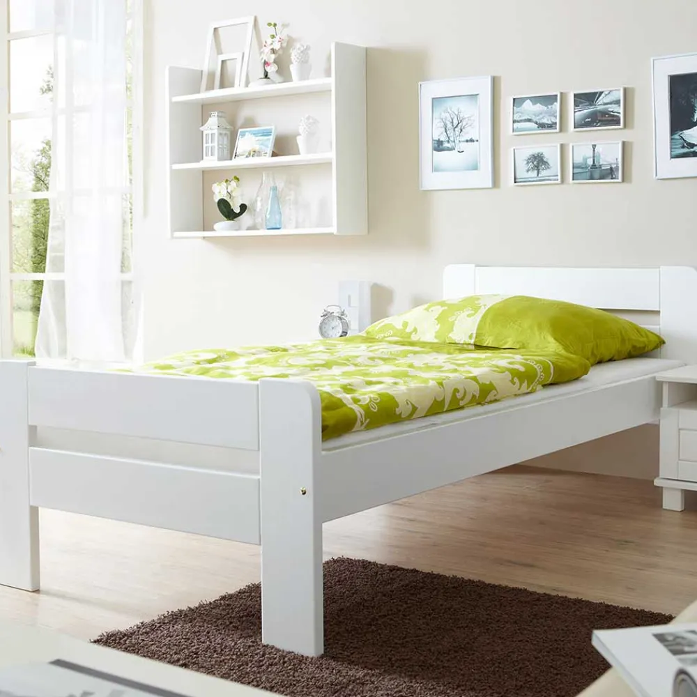 Wohnen Weiß lackiertes Holzbett günstig - Jean