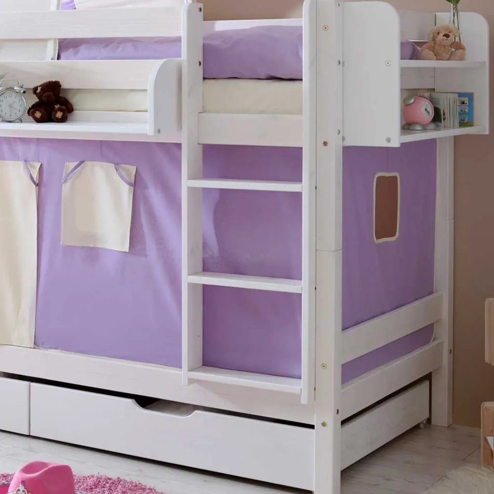 Kinder Wohnen Weiß lackiertes Mädchen Etagenbett mit Bettkasten - Alcamo