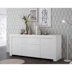 Wohnen Weiß lackiertes Sideboard mit 184 cm Breite - Mikes I