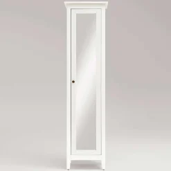 Wohnen Badschränke*Weiß lasierter Hochschrank fürs Bad mit Spiegel - Lousias