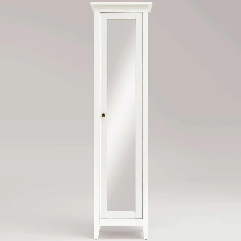 Wohnen Badschränke*Weiß lasierter Hochschrank fürs Bad mit Spiegel - Lousias