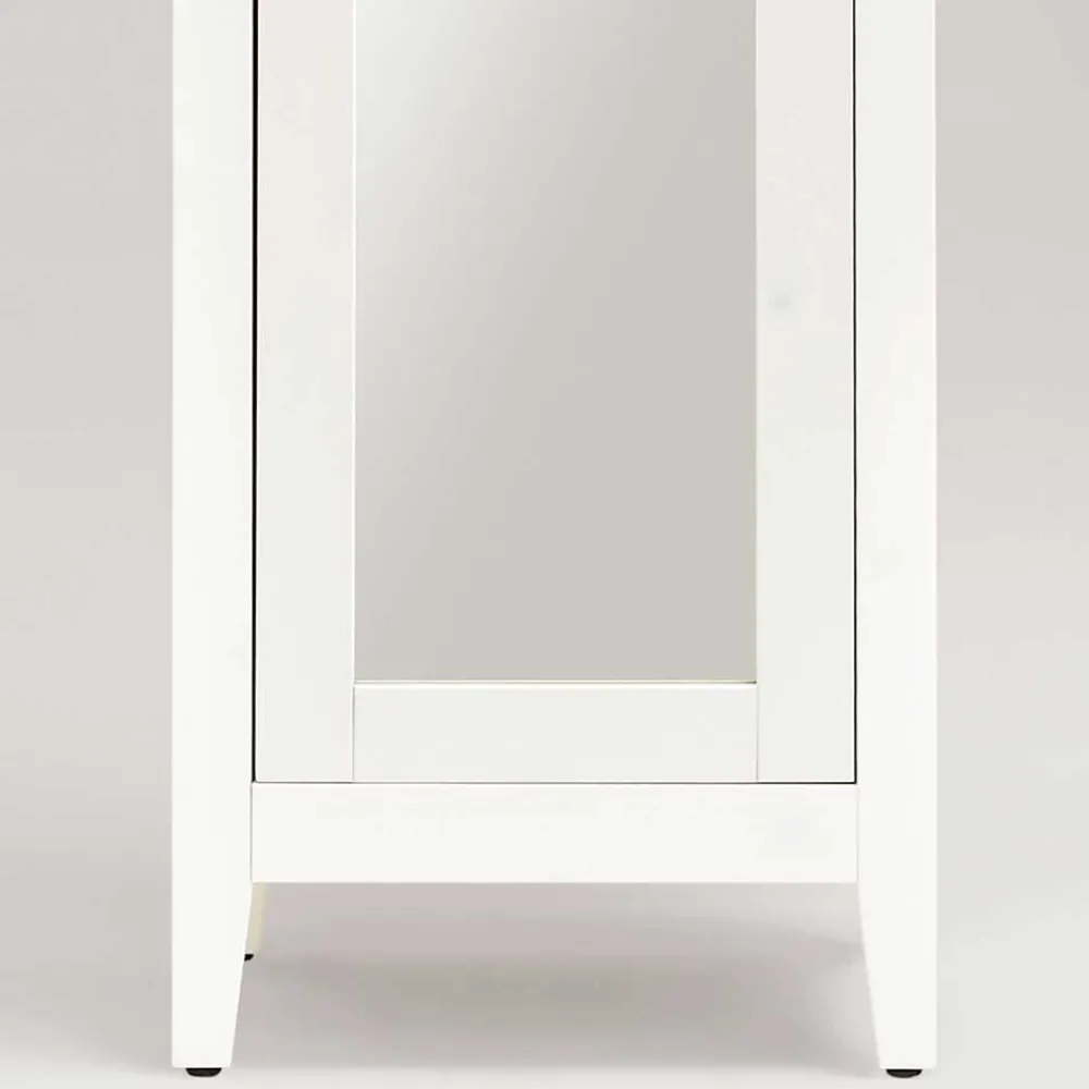 Wohnen Badschränke*Weiß lasierter Hochschrank fürs Bad mit Spiegel - Lousias