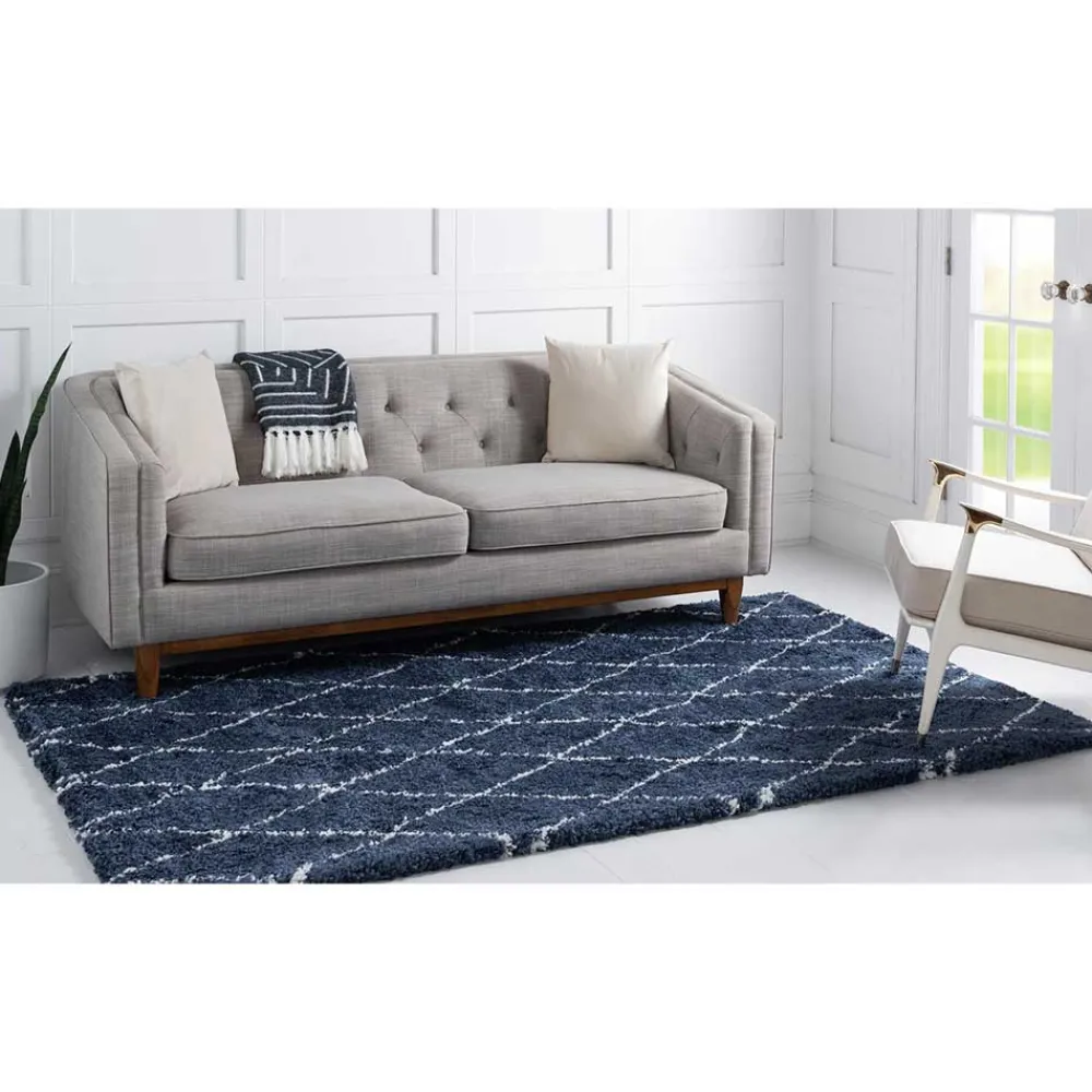 Wohnen Weiße Möbel|Skandinavische Möbel*Weicher Läufer Teppich mit Hochflor in Blau - Tanko