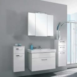 Wohnen Badezimmer Komplett*Weiße Badeinrichtung Möbelset - Ardin (vierteilig)