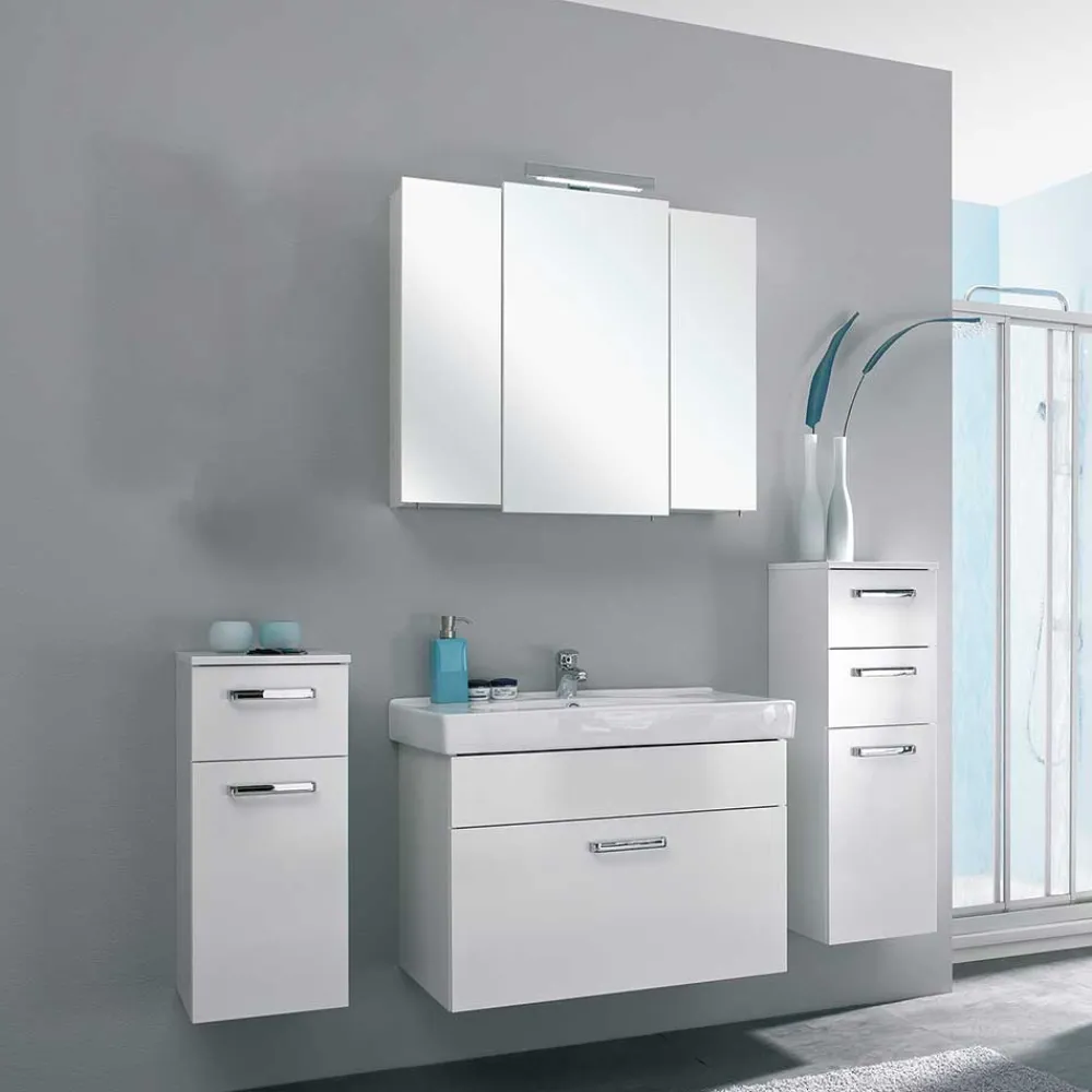 Wohnen Badezimmer Komplett*Weiße Badeinrichtung Möbelset - Ardin (vierteilig)