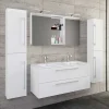 Wohnen Badezimmer Komplett*Weiße Badeinrichtung mit Doppel-Waschtisch - Matsu (vierteilig)