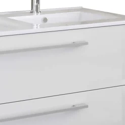 Wohnen Badezimmer Komplett*Weiße Badeinrichtung mit Doppel-Waschtisch - Matsu (vierteilig)