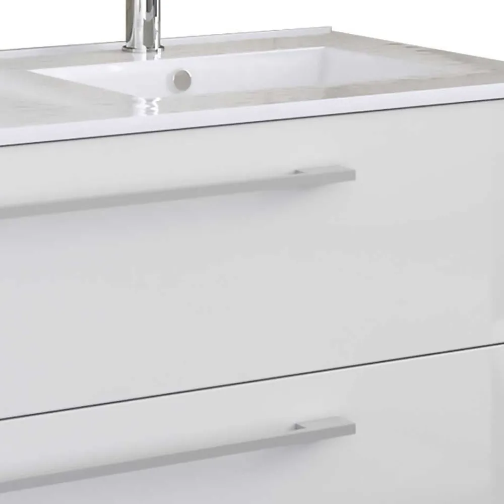 Wohnen Badezimmer Komplett*Weiße Badeinrichtung mit Doppel-Waschtisch - Matsu (vierteilig)