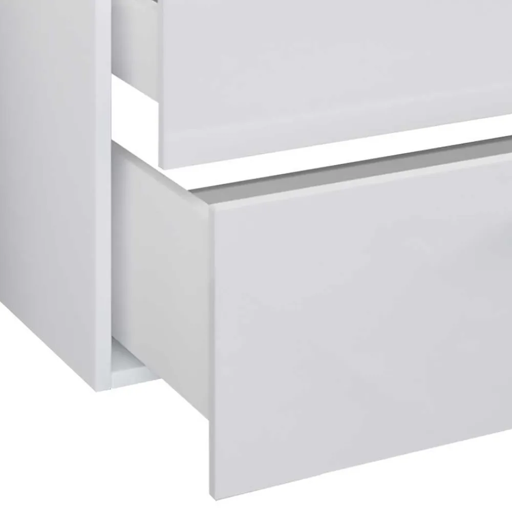 Wohnen Badezimmer Komplett*Weiße Badeinrichtung mit Doppel-Waschtisch - Matsu (vierteilig)