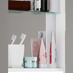 Wohnen Badezimmer Komplett*Weiße Badeinrichtung mit Doppel-Waschtisch - Matsu (vierteilig)