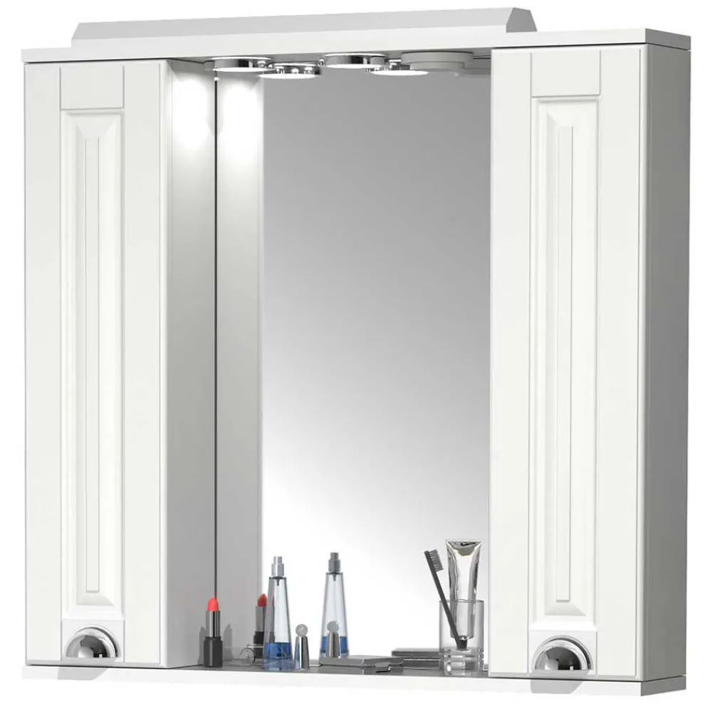 Wohnen Badezimmer Komplett*Weiße Badmöbel klassisch Set - Akira (dreiteilig)