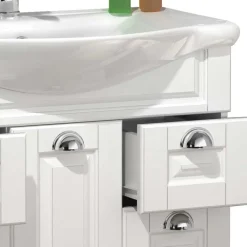 Wohnen Badezimmer Komplett*Weiße Badmöbel klassisch Set - Akira (dreiteilig)