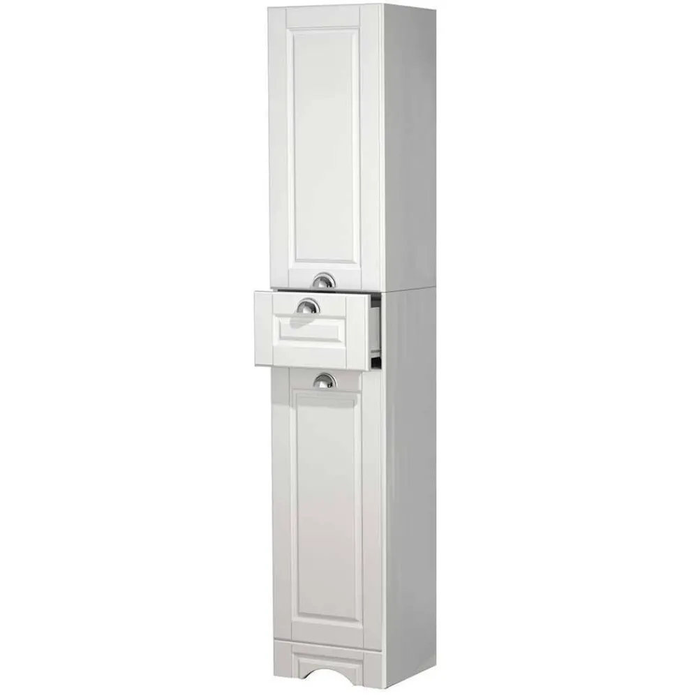 Wohnen Badezimmer Komplett*Weiße Badmöbel klassisch Set - Akira (dreiteilig)