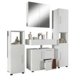 Wohnen Badezimmer Komplett*Weiße Badmöbel Kombi Set - Sua (vierteilig)