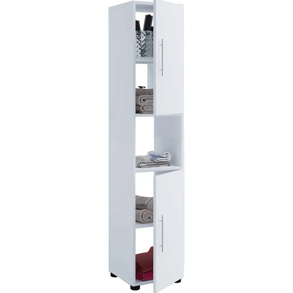 Wohnen Badezimmer Komplett*Weiße Badmöbel Kombi Set - Sua (vierteilig)