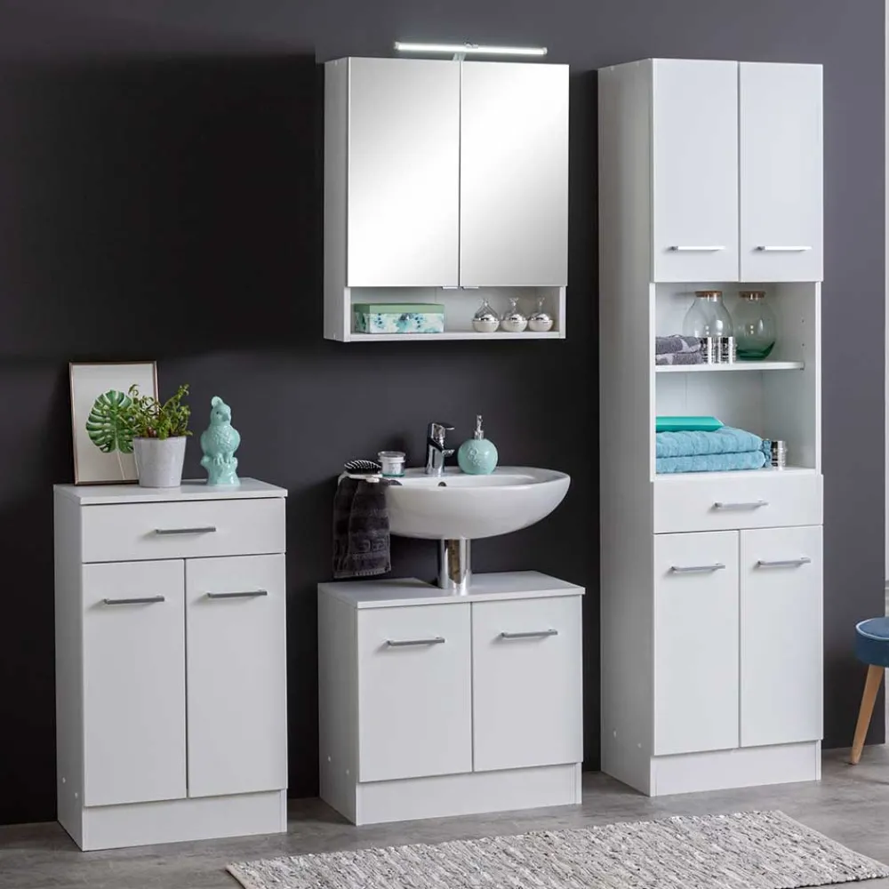 Wohnen Weiße Badmöbel Kombi zum Aufstellen - Skiranov (vierteilig)