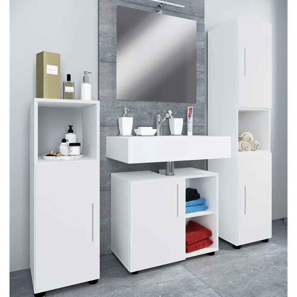 Wohnen Weiße Badmöbel Kombination Set - Sua (vierteilig)