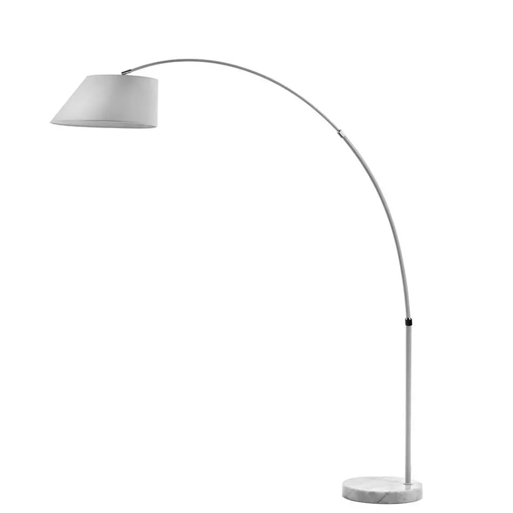 Wohnen Weiße Bogenlampe mit Stoffschirm - Valnut