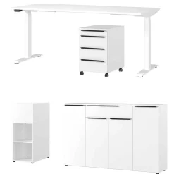 Wohnen Weiße Möbel|Home Office Möbel*Weiße Büromöbel Kombination - Sparkle (vierteilig)