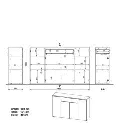 Wohnen Weiße Möbel|Home Office Möbel*Weiße Büromöbel Kombination - Sparkle (vierteilig)