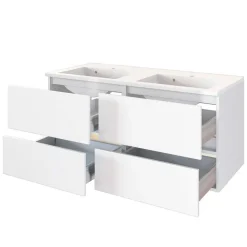 Wohnen Weiße Möbel|Glasmöbel*Weiße Doppelwaschplatz Kombi - Vandan (zweiteilig)