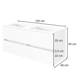 Wohnen Weiße Möbel|Glasmöbel*Weiße Doppelwaschplatz Kombi - Vandan (zweiteilig)