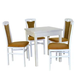 Wohnen Küchen-Essgruppen|Essgruppen*Weiße Esszimmergruppe für 4 Personen - Calasso (fünfteilig)