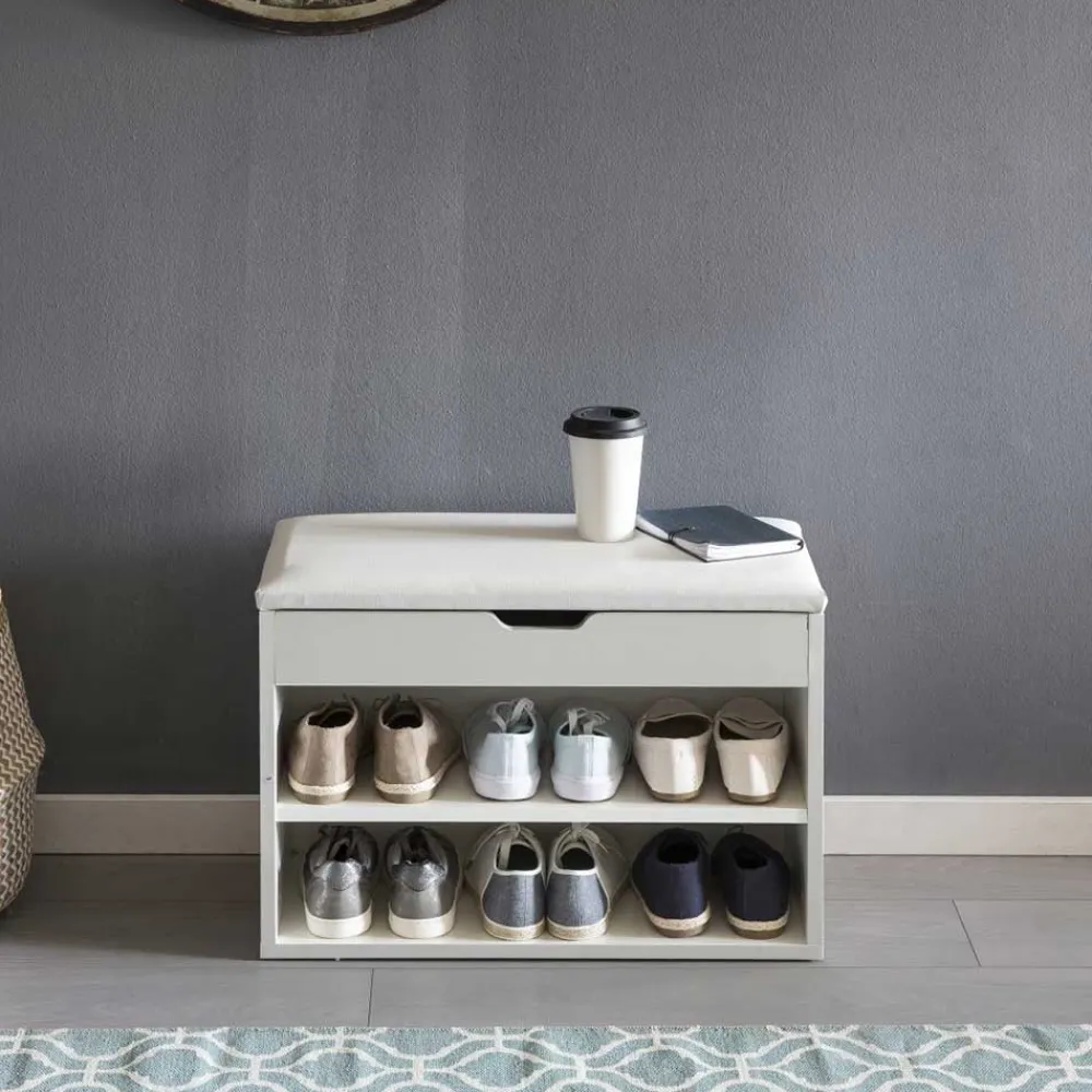 Wohnen Weiße Flur Bank mit Schuhregal Guaran & Stauraum