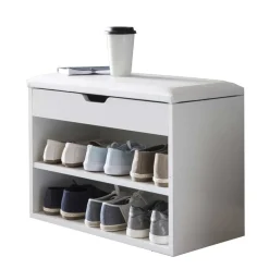 Wohnen Weiße Flur Bank mit Schuhregal Guaran & Stauraum