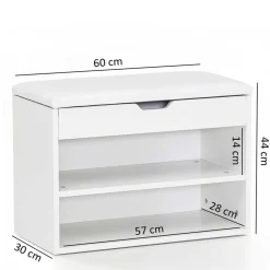 Wohnen Weiße Flur Bank mit Schuhregal Guaran & Stauraum