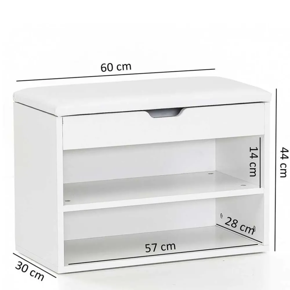 Wohnen Weiße Flur Bank mit Schuhregal Guaran & Stauraum