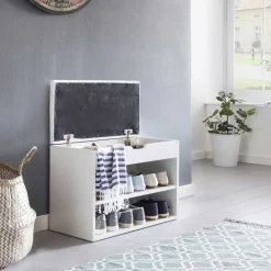 Wohnen Weiße Flur Bank mit Schuhregal Guaran & Stauraum