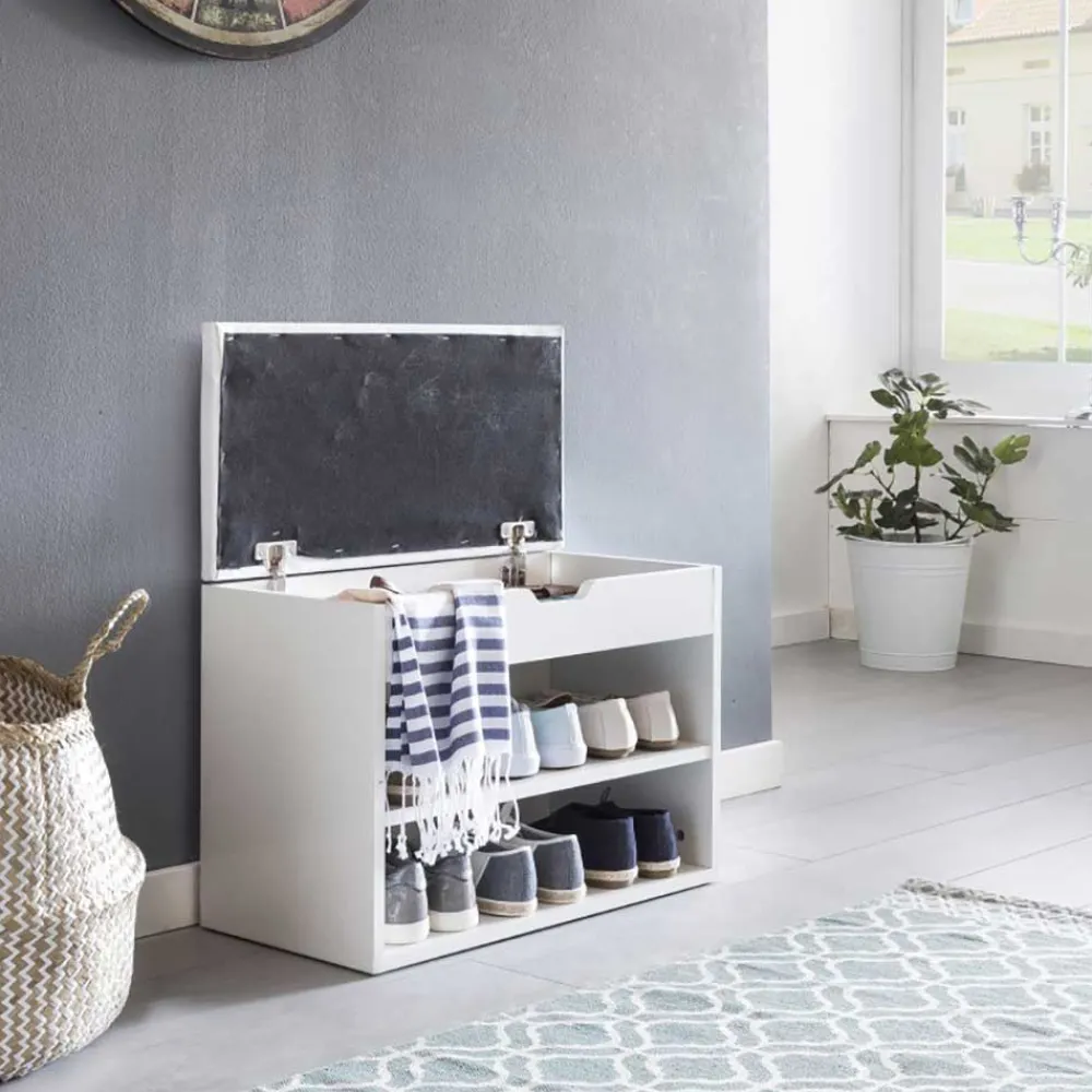 Wohnen Weiße Flur Bank mit Schuhregal Guaran & Stauraum